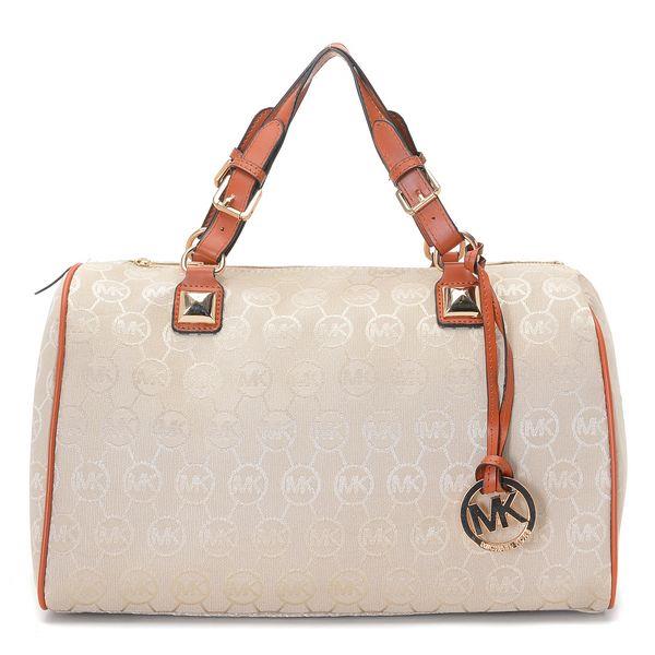 michael kors gråson monogram stor cavans satchel beige camel Ingen Skatt y1c79